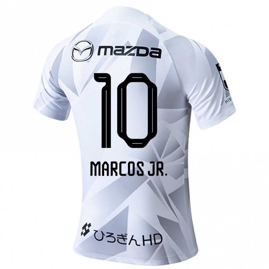 Niño Fútbol Camiseta Marcos Júnior #10 Blanco Gris Negro 2ª Equipación 2024/25