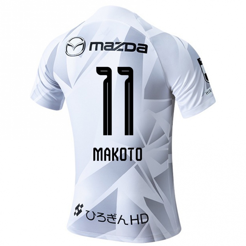 Niño Fútbol Camiseta Makoto Mitsuta #11 Blanco Gris Negro 2ª Equipación 2024/25