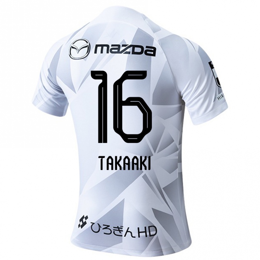 Niño Fútbol Camiseta Takaaki Shichi #16 Blanco Gris Negro 2ª Equipación 2024/25