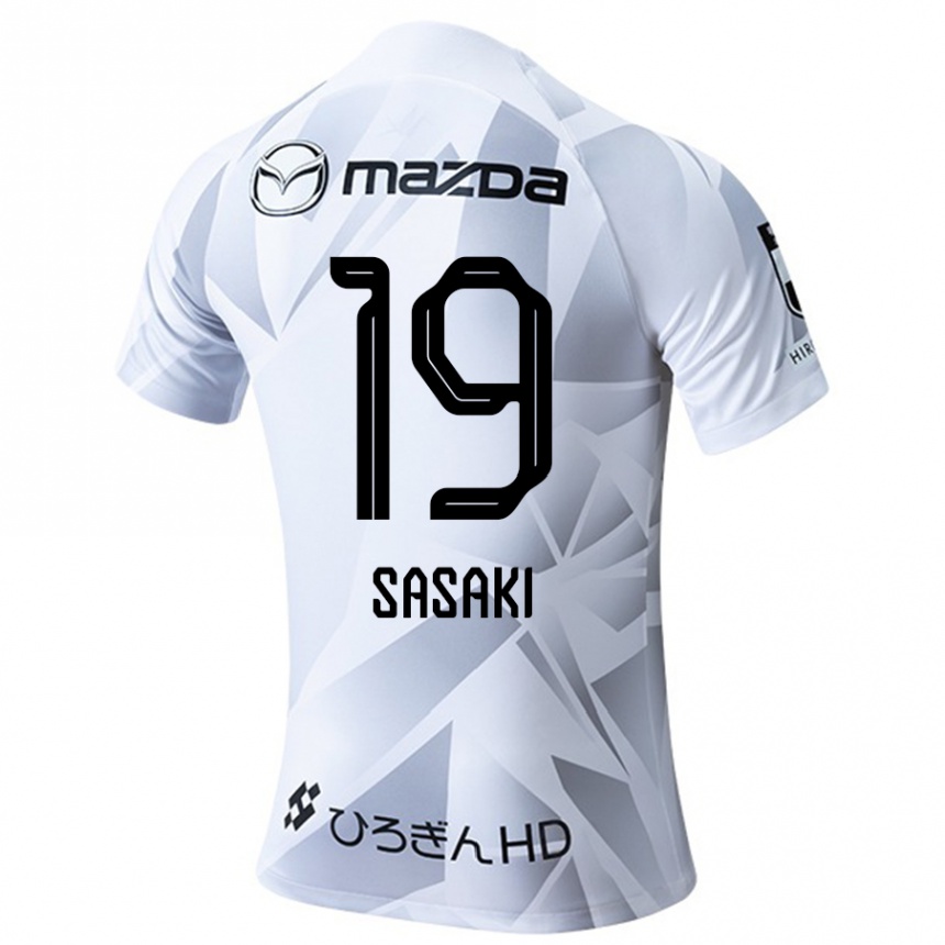 Niño Fútbol Camiseta Sho Sasaki #19 Blanco Gris Negro 2ª Equipación 2024/25