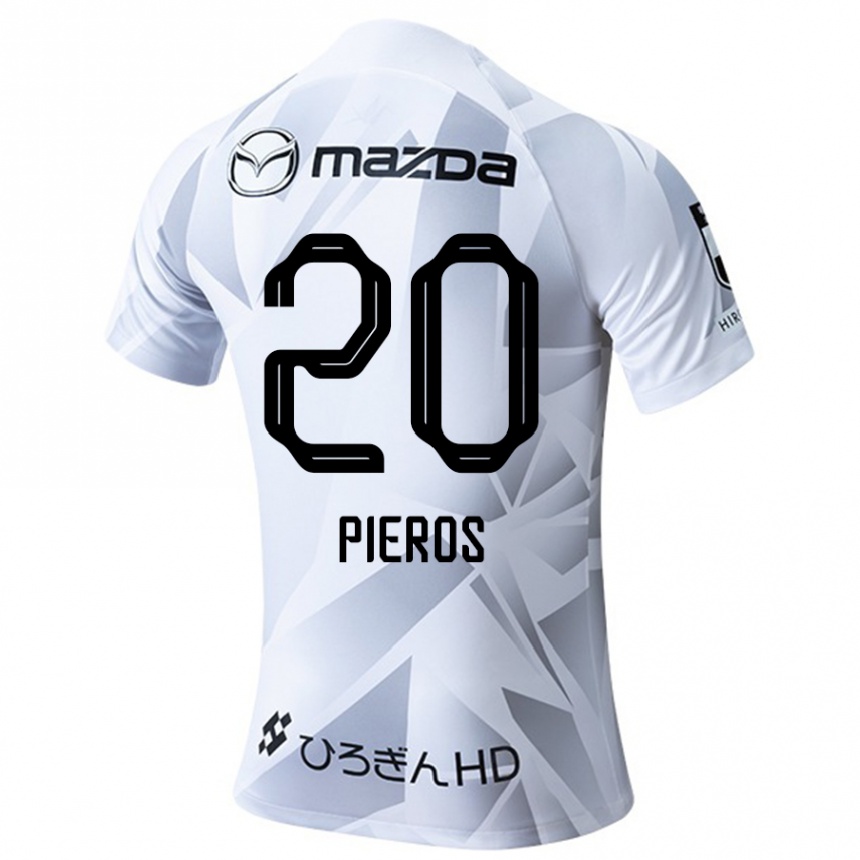 Niño Fútbol Camiseta Pieros Sotiriou #20 Blanco Gris Negro 2ª Equipación 2024/25