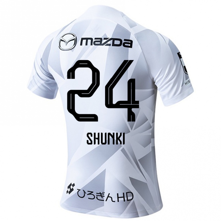 Niño Fútbol Camiseta Shunki Higashi #24 Blanco Gris Negro 2ª Equipación 2024/25