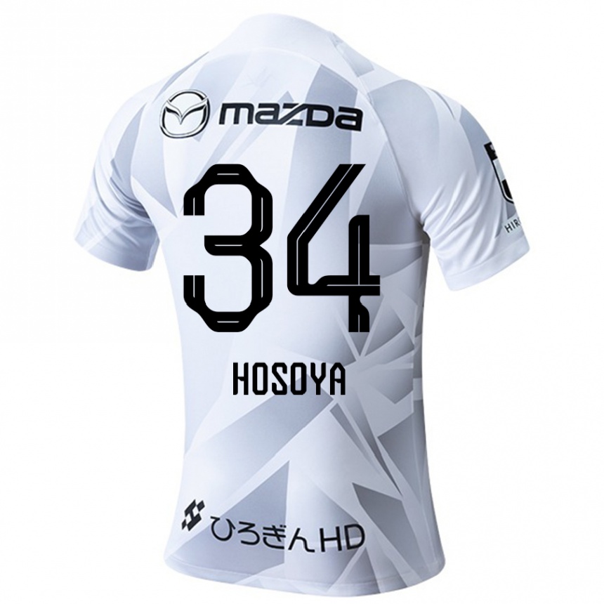 Niño Fútbol Camiseta Kohei Hosoya #34 Blanco Gris Negro 2ª Equipación 2024/25