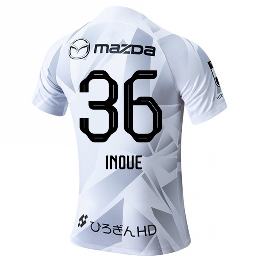 Niño Fútbol Camiseta Aren Inoue #36 Blanco Gris Negro 2ª Equipación 2024/25