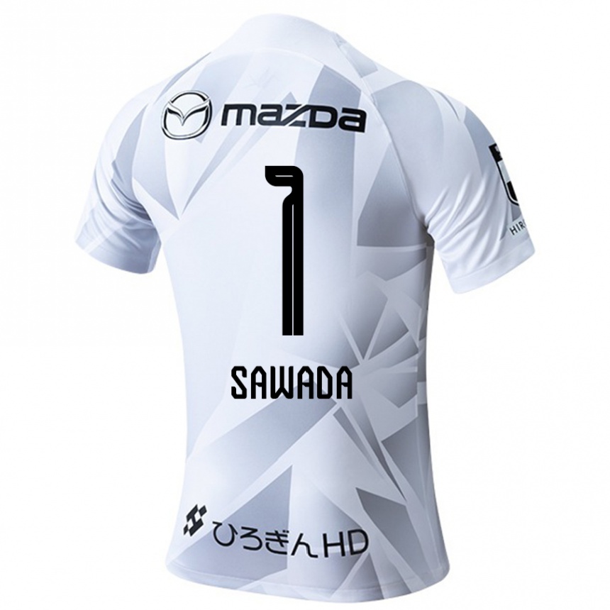 Niño Fútbol Camiseta Shunsuke Sawada #1 Blanco Gris Negro 2ª Equipación 2024/25