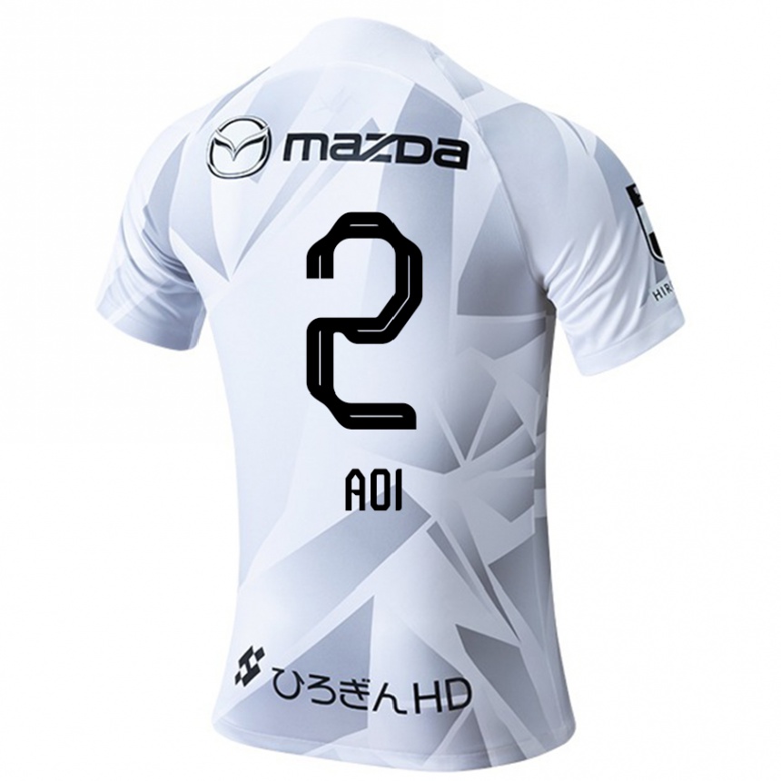 Niño Fútbol Camiseta Yutaro Aoi #2 Blanco Gris Negro 2ª Equipación 2024/25