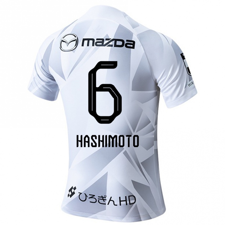 Niño Fútbol Camiseta Hinata Hashimoto #6 Blanco Gris Negro 2ª Equipación 2024/25