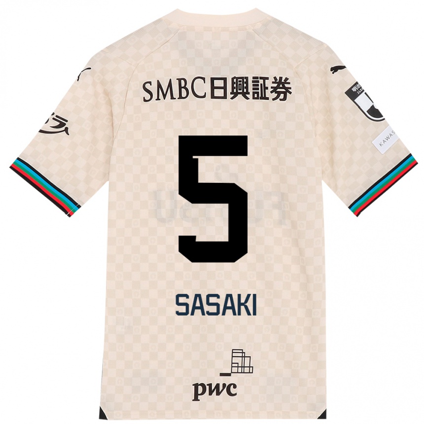 Niño Fútbol Camiseta Asahi Sasaki #5 Blanco Gris 2ª Equipación 2024/25