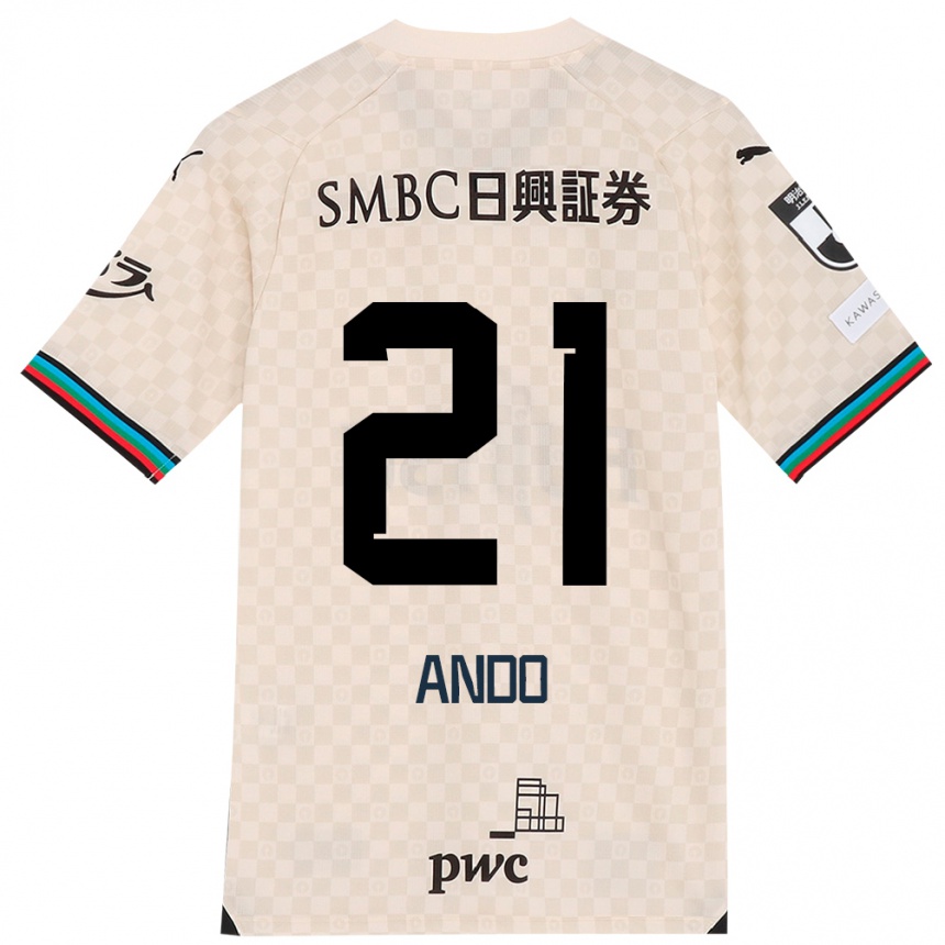 Niño Fútbol Camiseta Shunsuke Ando #21 Blanco Gris 2ª Equipación 2024/25