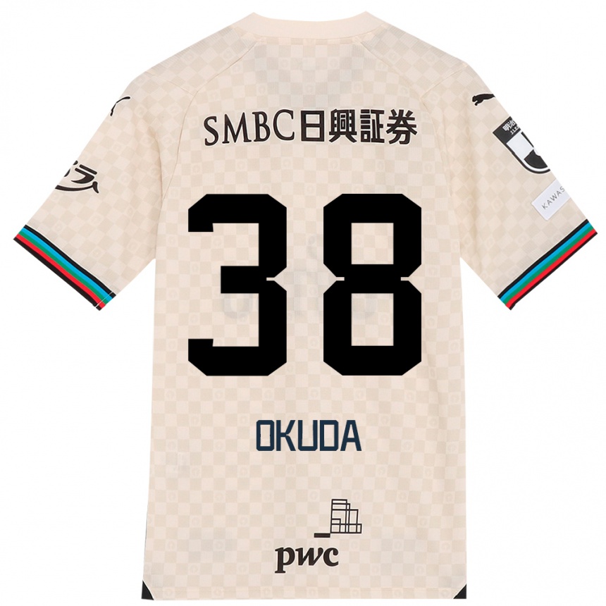 Niño Fútbol Camiseta Yuma Okuda #38 Blanco Gris 2ª Equipación 2024/25