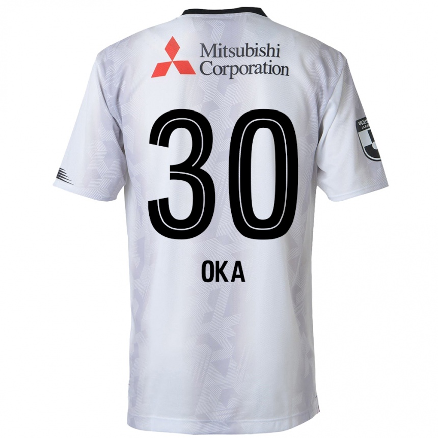 Niño Fútbol Camiseta Teppei Oka #30 Blanco Negro 2ª Equipación 2024/25