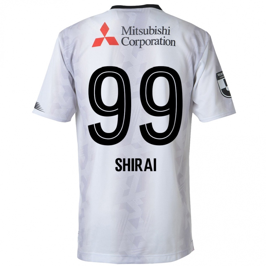 Niño Fútbol Camiseta Kosuke Shirai #99 Blanco Negro 2ª Equipación 2024/25