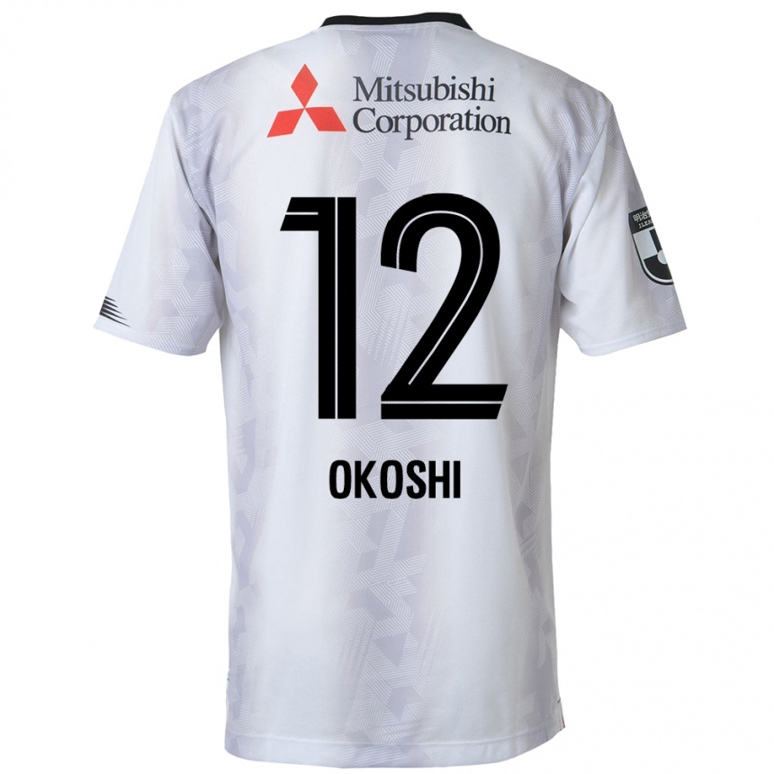 Niño Fútbol Camiseta Yutaha Okoshi #12 Blanco Negro 2ª Equipación 2024/25