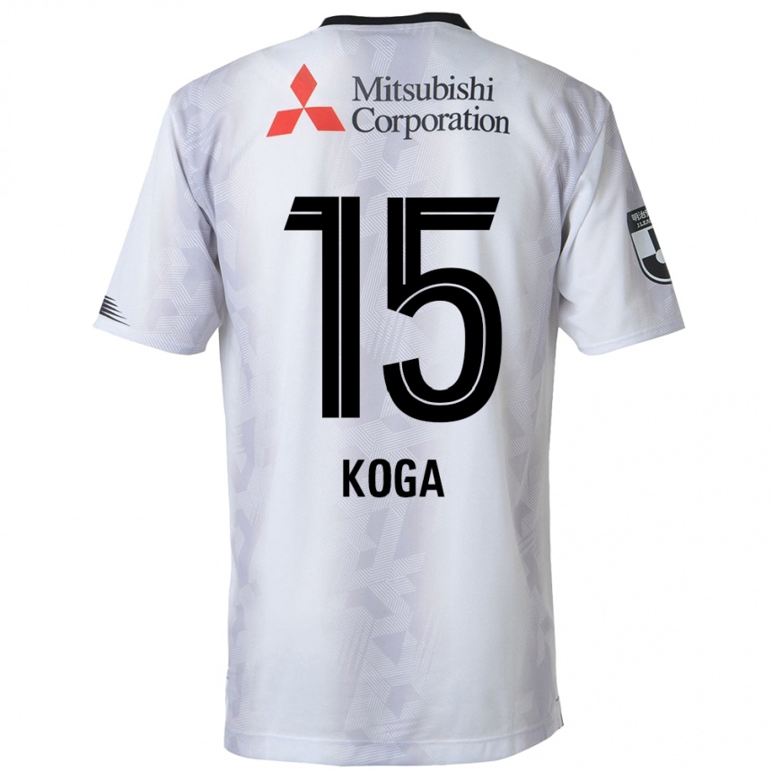 Niño Fútbol Camiseta Shun Koga #15 Blanco Negro 2ª Equipación 2024/25