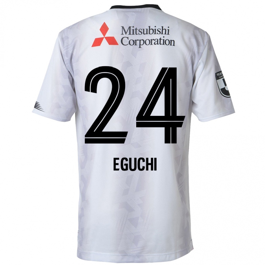 Niño Fútbol Camiseta Kaito Eguchi #24 Blanco Negro 2ª Equipación 2024/25