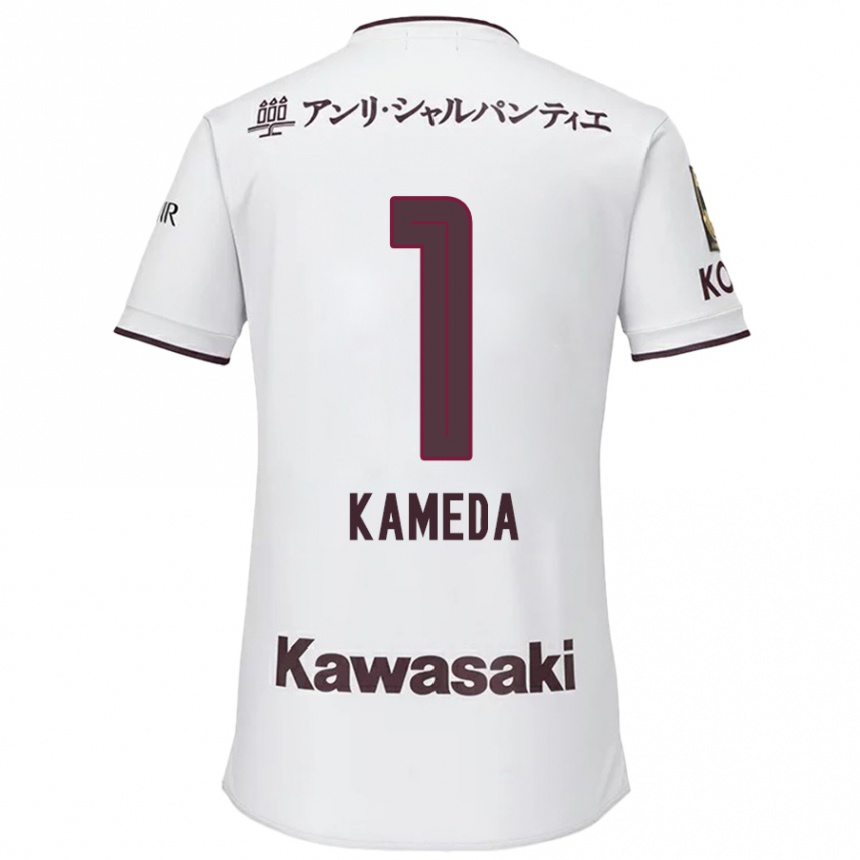 Niño Fútbol Camiseta Taiga Kameda #1 Blanco Rojo 2ª Equipación 2024/25