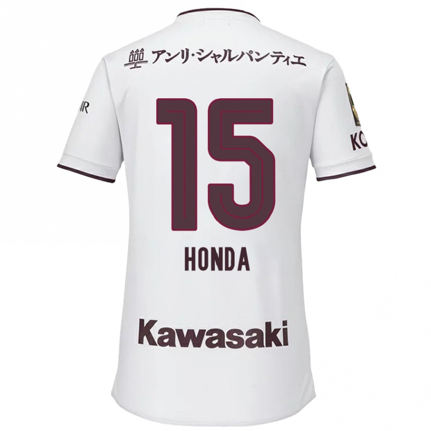 Niño Fútbol Camiseta Yuki Honda #15 Blanco Rojo 2ª Equipación 2024/25