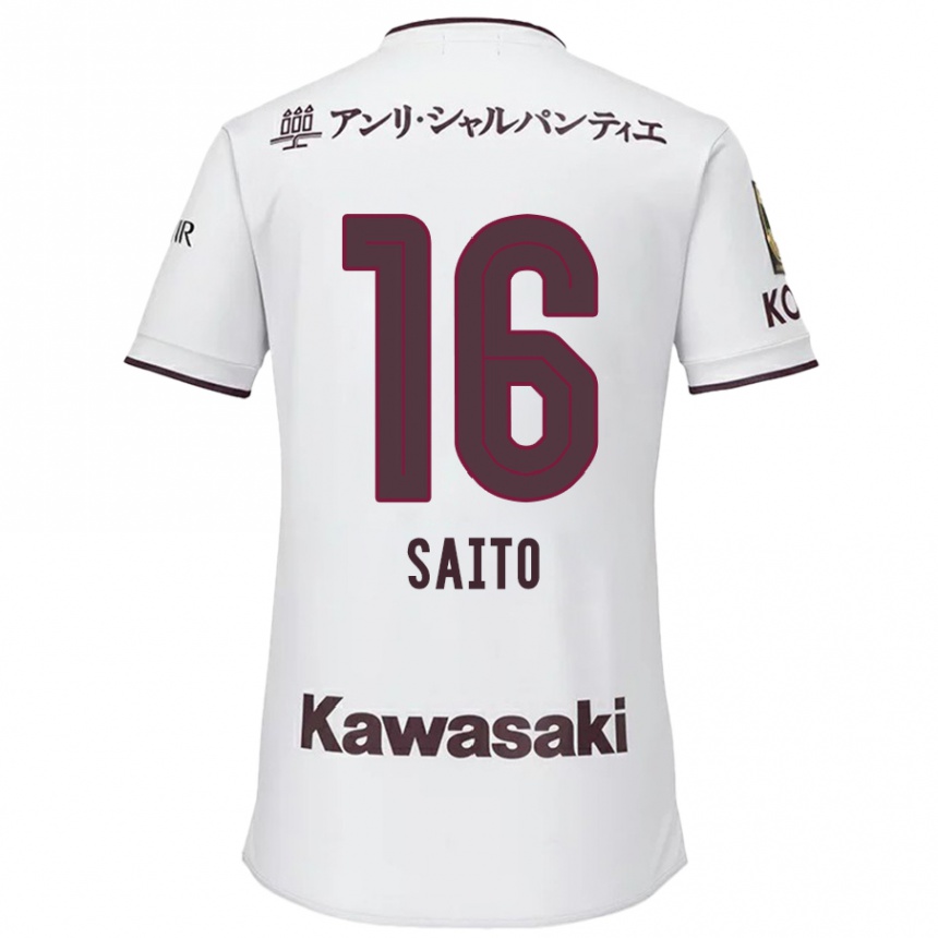 Niño Fútbol Camiseta Mitsuki Saito #16 Blanco Rojo 2ª Equipación 2024/25