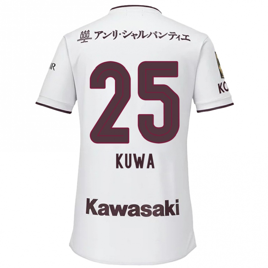 Niño Fútbol Camiseta Yuya Kuwasaki #25 Blanco Rojo 2ª Equipación 2024/25