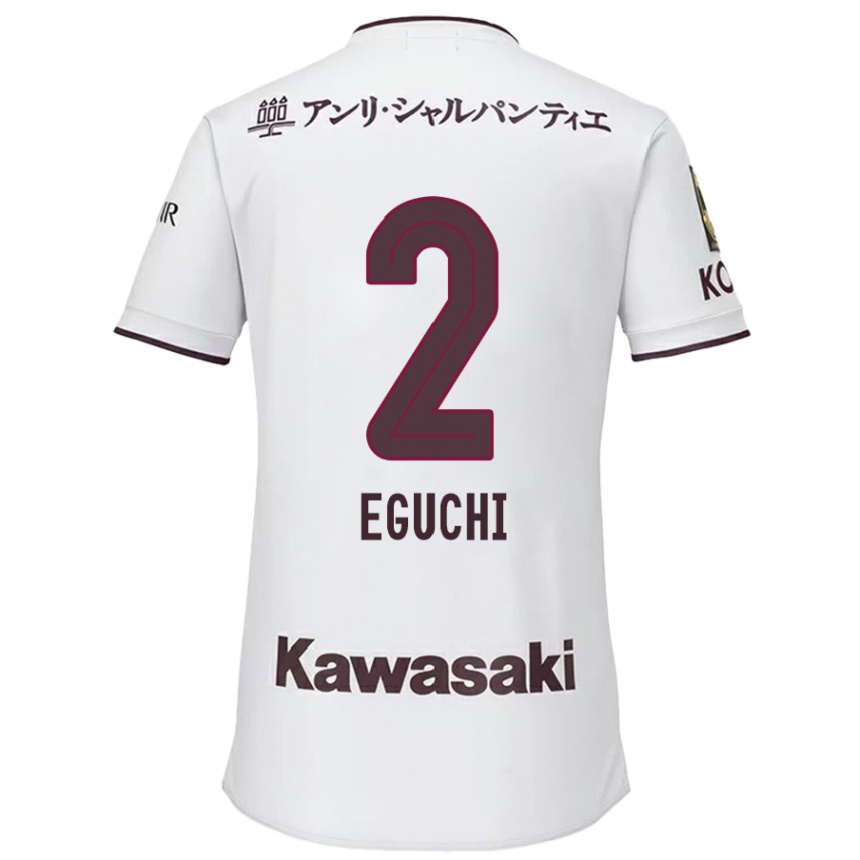 Niño Fútbol Camiseta Takuma Eguchi #2 Blanco Rojo 2ª Equipación 2024/25