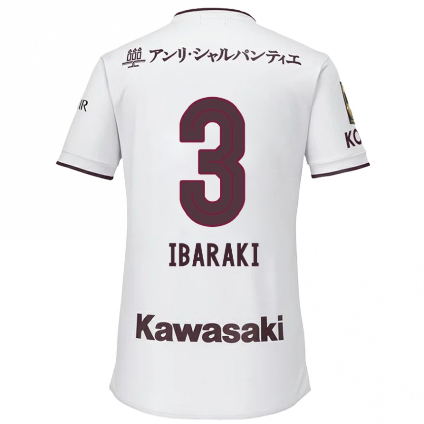 Niño Fútbol Camiseta Riku Ibaraki #3 Blanco Rojo 2ª Equipación 2024/25