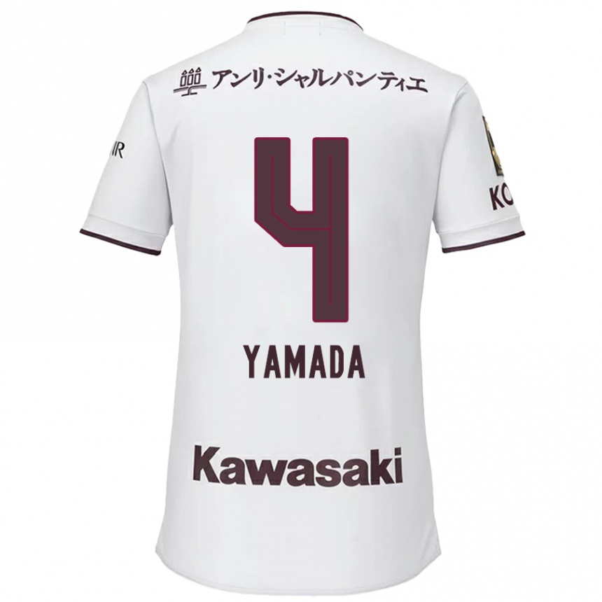 Niño Fútbol Camiseta Kaito Yamada #4 Blanco Rojo 2ª Equipación 2024/25