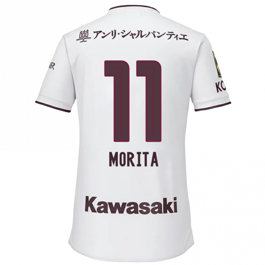 Niño Fútbol Camiseta Oga Morita #11 Blanco Rojo 2ª Equipación 2024/25