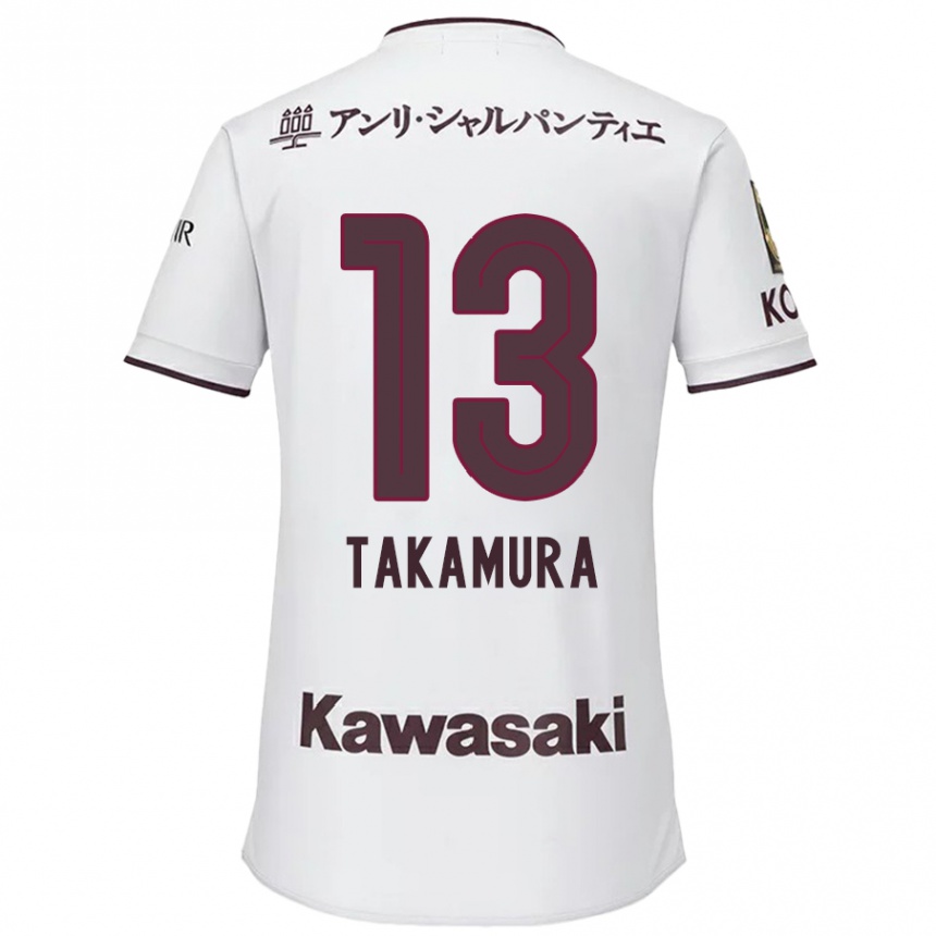 Niño Fútbol Camiseta Tokiya Takamura #13 Blanco Rojo 2ª Equipación 2024/25