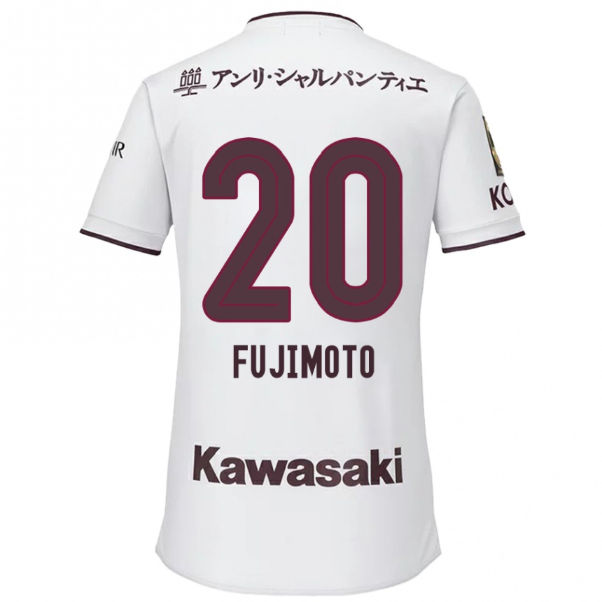 Niño Fútbol Camiseta Riku Fujimoto #20 Blanco Rojo 2ª Equipación 2024/25