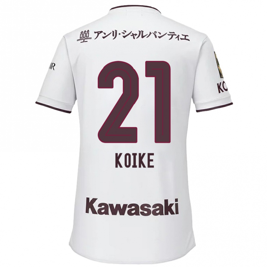 Niño Fútbol Camiseta Shusuke Koike #21 Blanco Rojo 2ª Equipación 2024/25