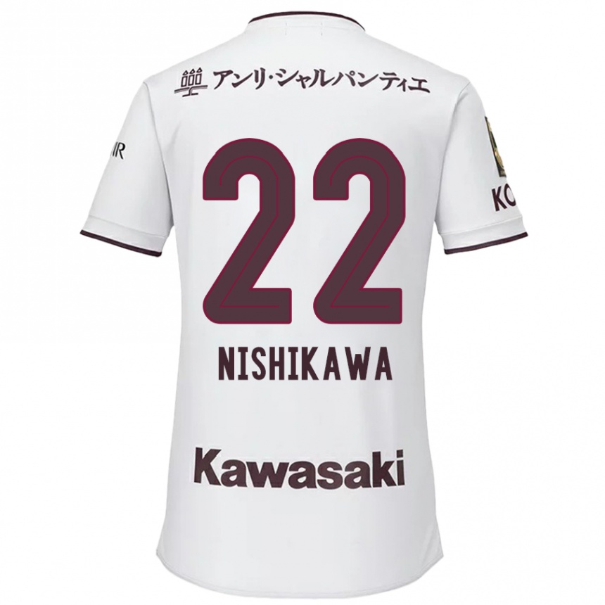 Niño Fútbol Camiseta Aiku Nishikawa #22 Blanco Rojo 2ª Equipación 2024/25