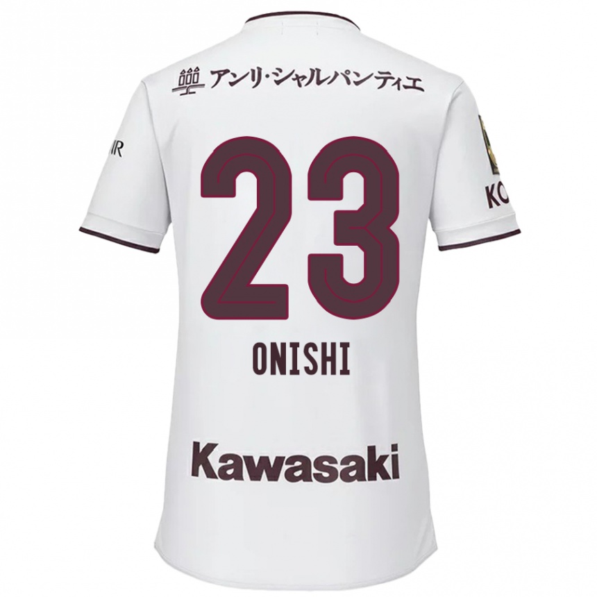 Niño Fútbol Camiseta Sota Onishi #23 Blanco Rojo 2ª Equipación 2024/25