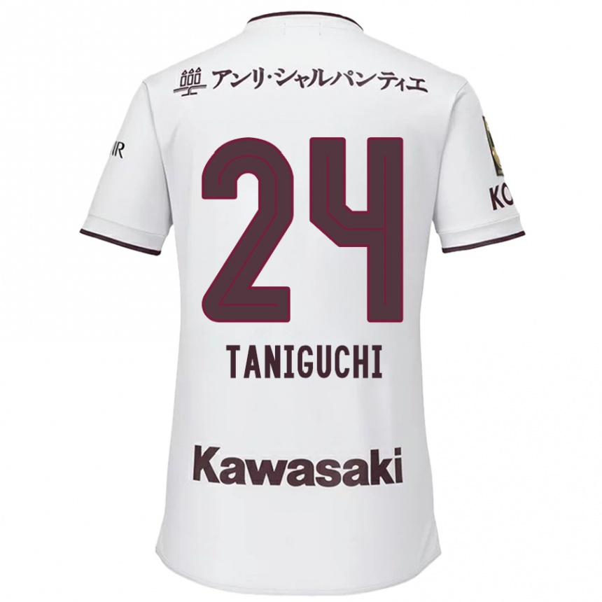 Niño Fútbol Camiseta Hiroto Taniguchi #24 Blanco Rojo 2ª Equipación 2024/25