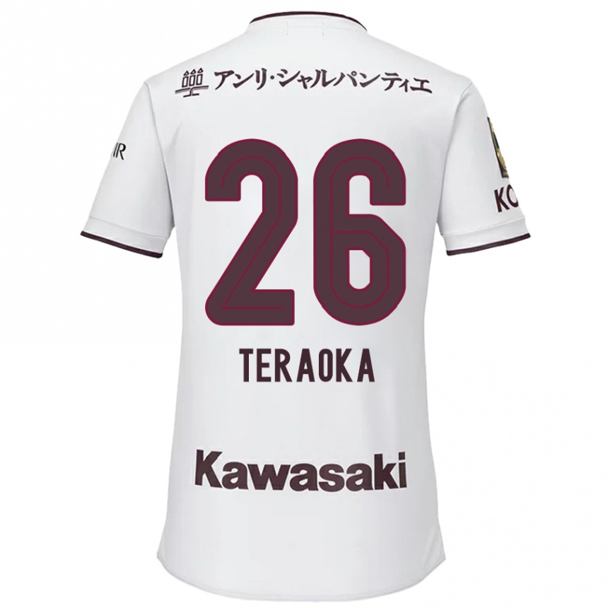 Niño Fútbol Camiseta Yuma Teraoka #26 Blanco Rojo 2ª Equipación 2024/25