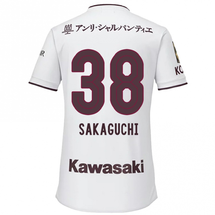 Niño Fútbol Camiseta Yuki Sakaguchi #38 Blanco Rojo 2ª Equipación 2024/25