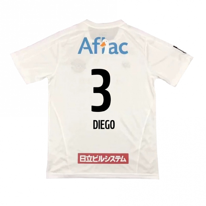 Niño Fútbol Camiseta Diego #3 Blanco Negro 2ª Equipación 2024/25