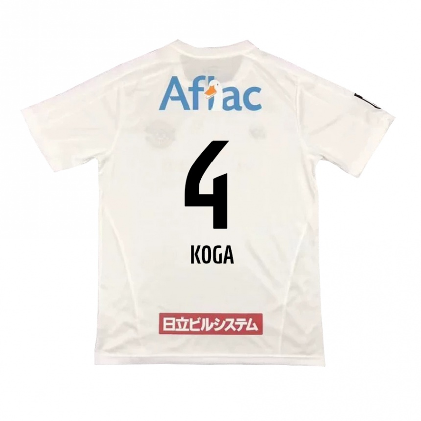 Niño Fútbol Camiseta Taiyo Koga #4 Blanco Negro 2ª Equipación 2024/25