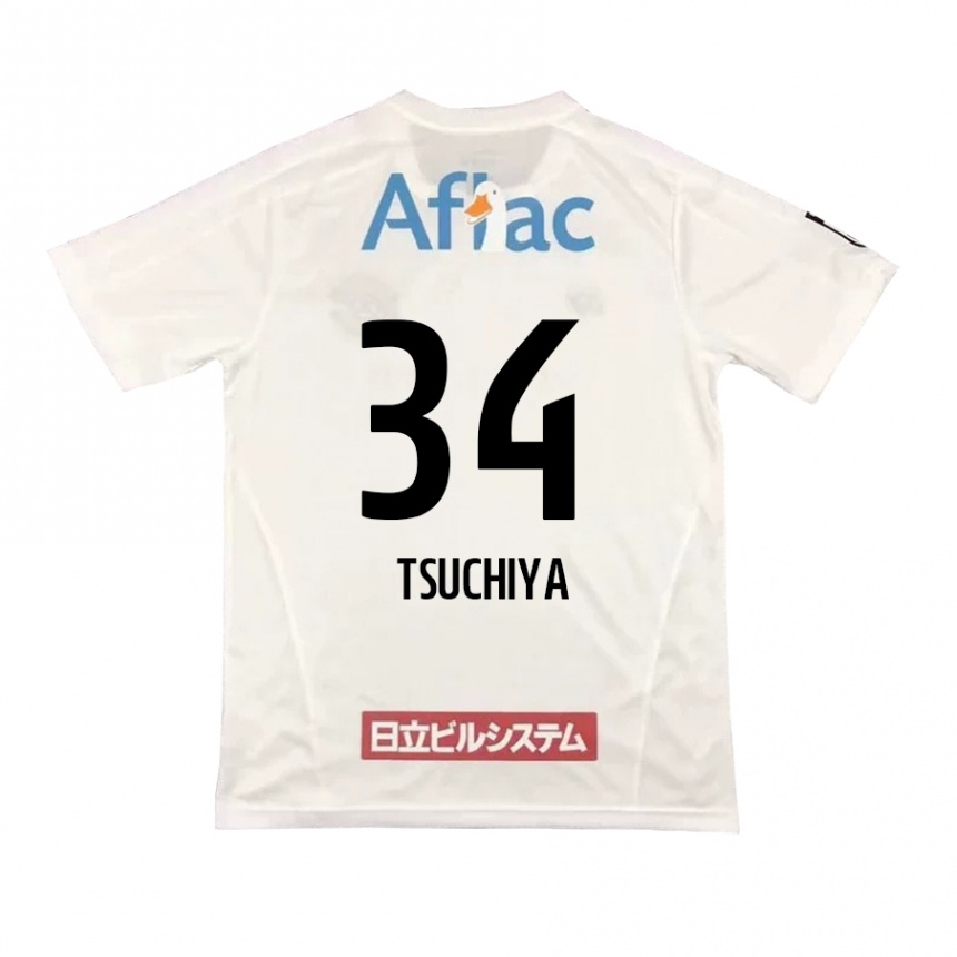 Niño Fútbol Camiseta Takumi Tsuchiya #34 Blanco Negro 2ª Equipación 2024/25