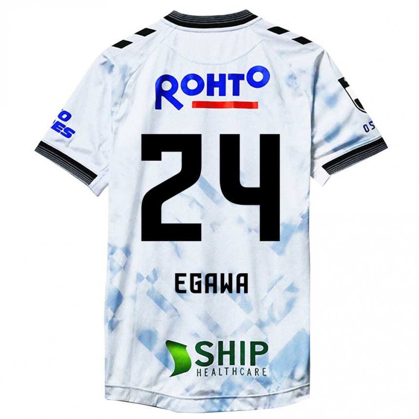 Niño Fútbol Camiseta Yusei Egawa #24 Blanco Negro 2ª Equipación 2024/25