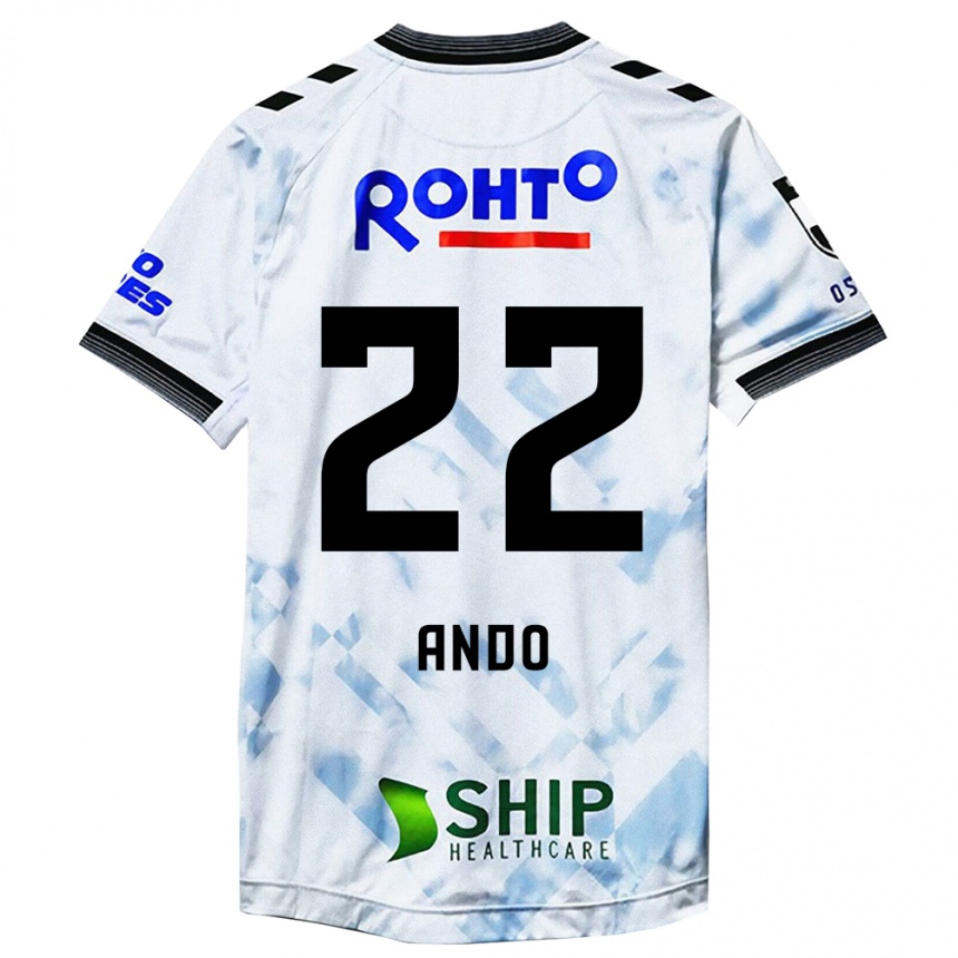 Niño Fútbol Camiseta Rikuto Ando #22 Blanco Negro 2ª Equipación 2024/25