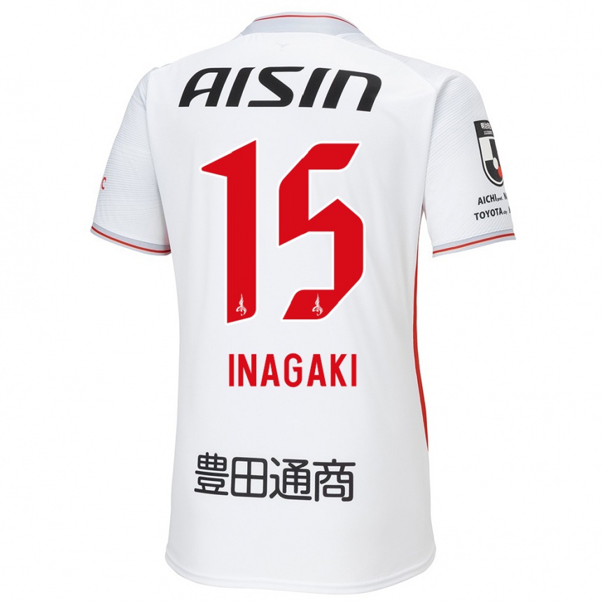 Niño Fútbol Camiseta Sho Inagaki #15 Blanco Amarillo Rojo 2ª Equipación 2024/25