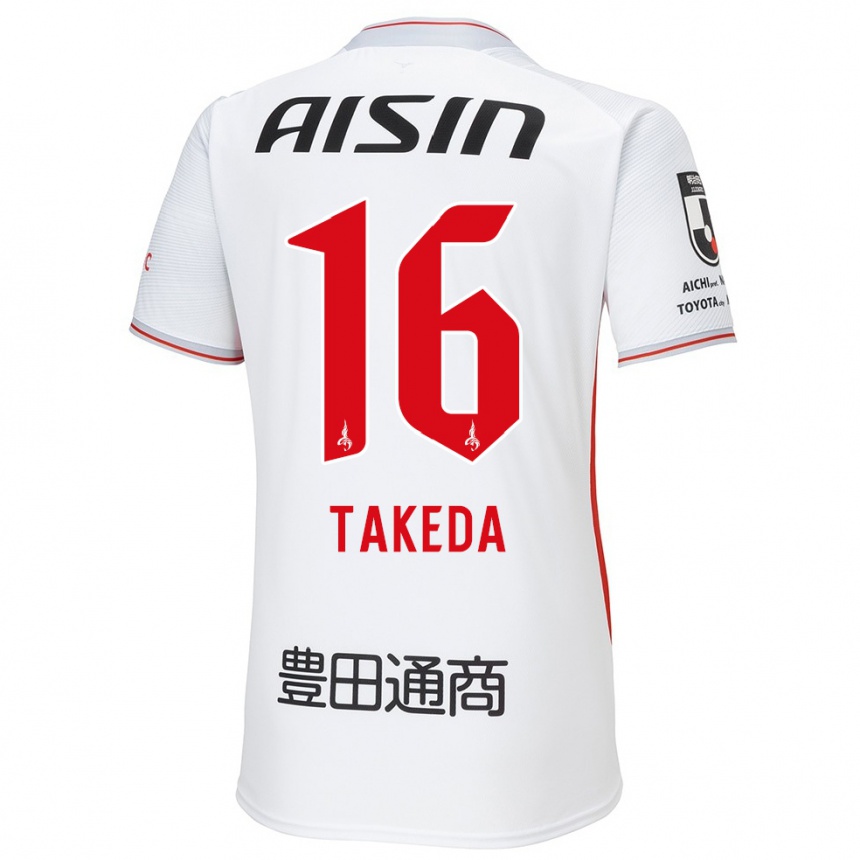 Niño Fútbol Camiseta Yohei Takeda #16 Blanco Amarillo Rojo 2ª Equipación 2024/25