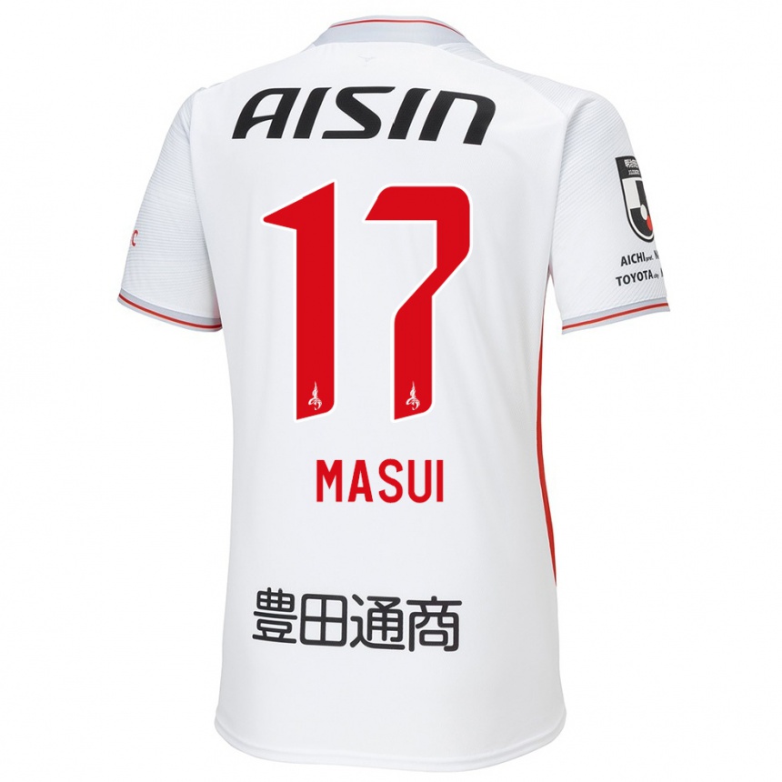 Niño Fútbol Camiseta Ken Masui #17 Blanco Amarillo Rojo 2ª Equipación 2024/25