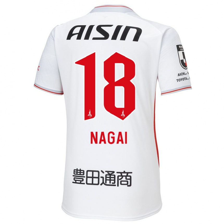 Niño Fútbol Camiseta Kensuke Nagai #18 Blanco Amarillo Rojo 2ª Equipación 2024/25