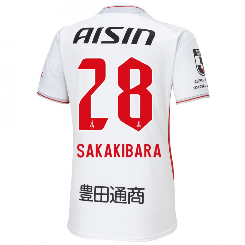 Niño Fútbol Camiseta Kyota Sakakibara #28 Blanco Amarillo Rojo 2ª Equipación 2024/25