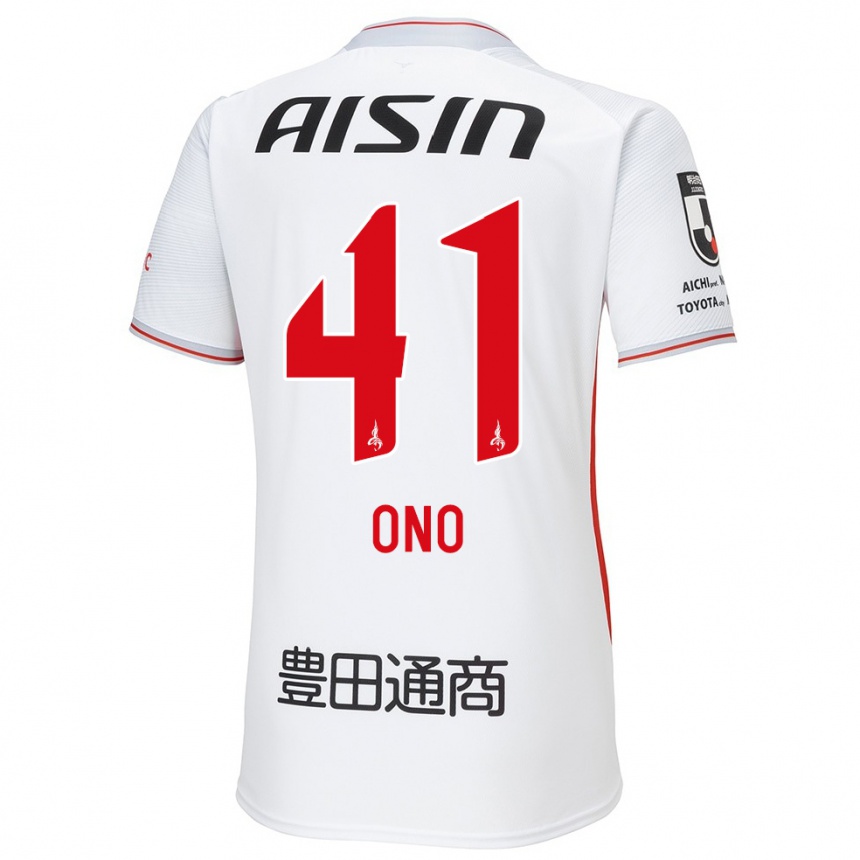 Niño Fútbol Camiseta Masahito Ono #41 Blanco Amarillo Rojo 2ª Equipación 2024/25