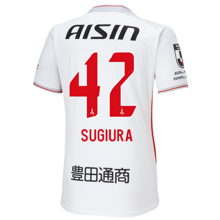 Niño Fútbol Camiseta Shungo Sugiura #42 Blanco Amarillo Rojo 2ª Equipación 2024/25