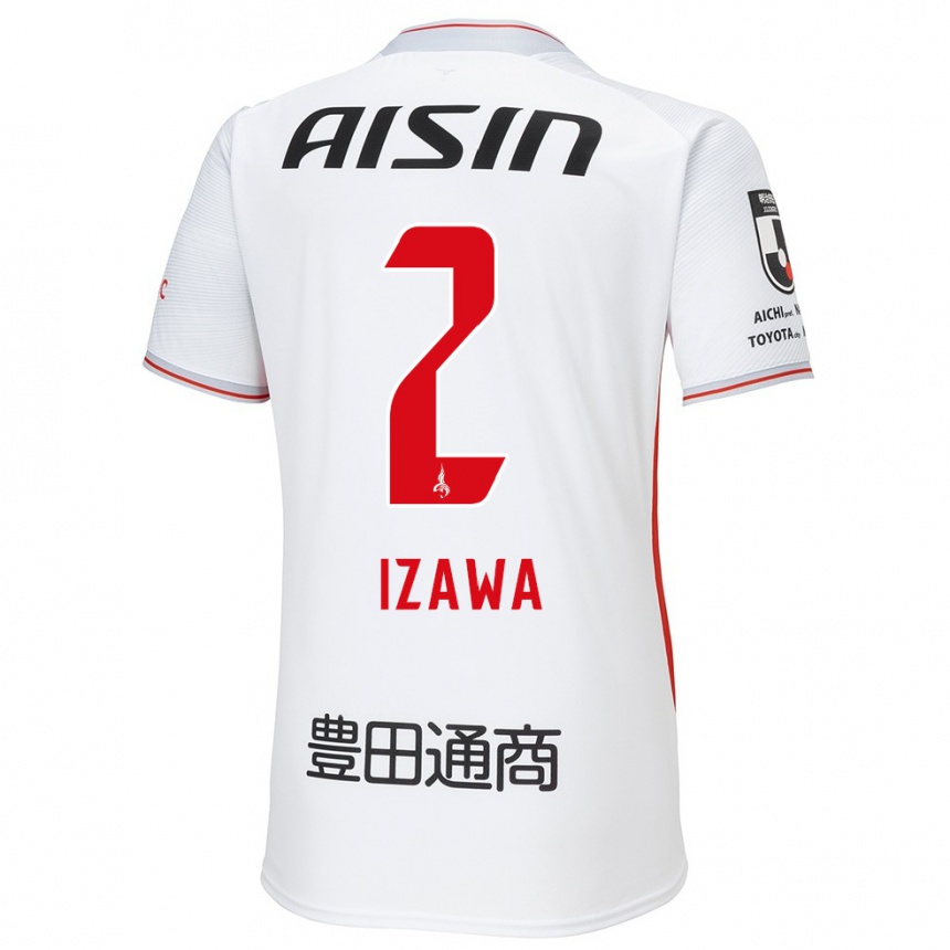 Niño Fútbol Camiseta Shuto Izawa #2 Blanco Amarillo Rojo 2ª Equipación 2024/25