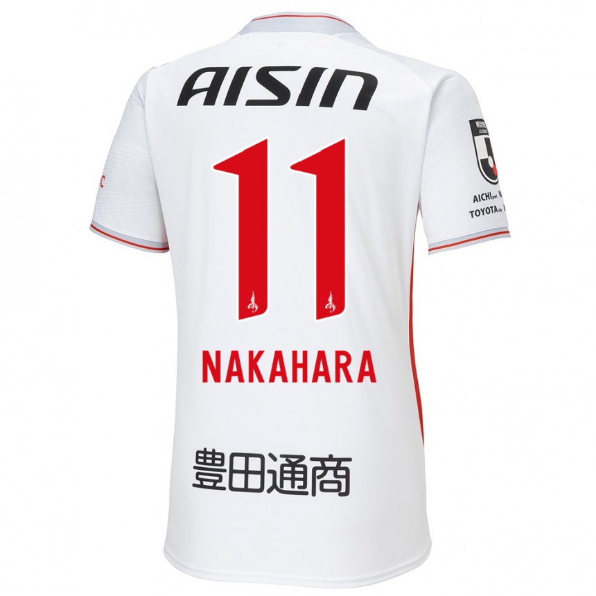 Niño Fútbol Camiseta Sora Nakahara #11 Blanco Amarillo Rojo 2ª Equipación 2024/25