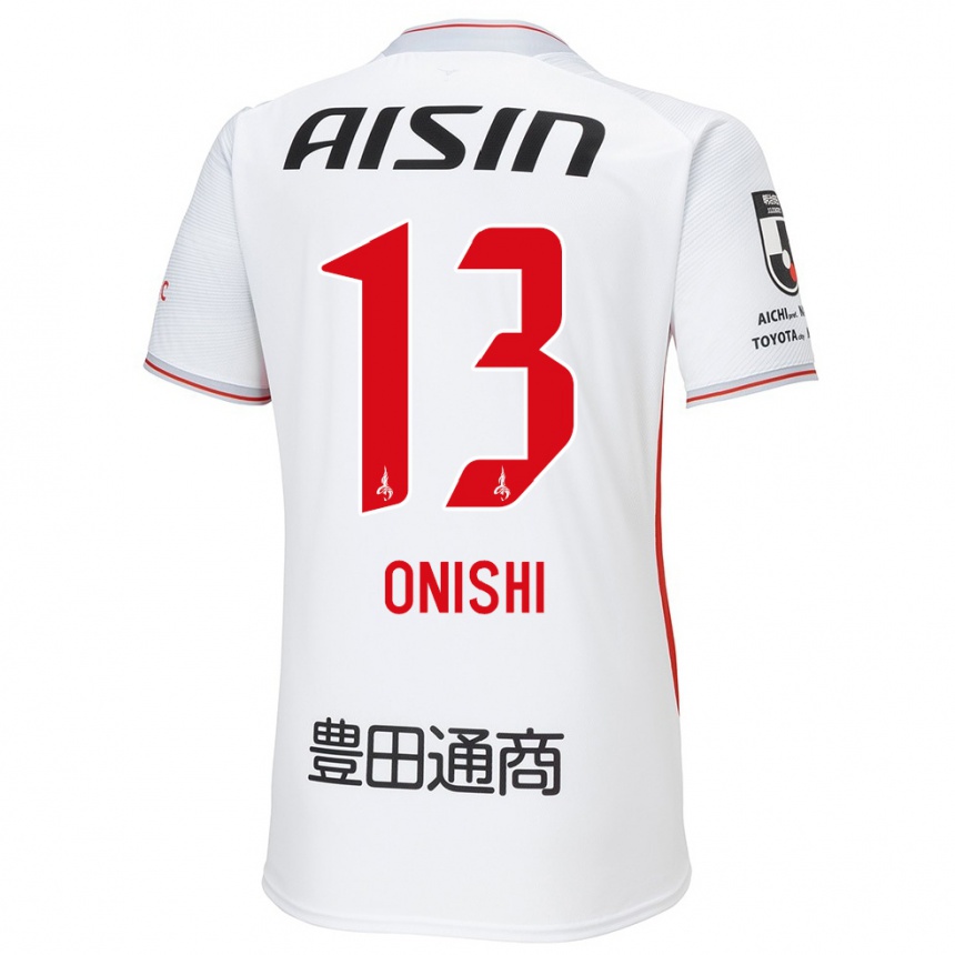 Niño Fútbol Camiseta Ritsu Onishi #13 Blanco Amarillo Rojo 2ª Equipación 2024/25